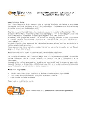 RECRUTEMENT CAP FINANCE