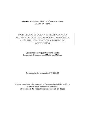 Mobiliario escolar específico para DM MÁLAGA