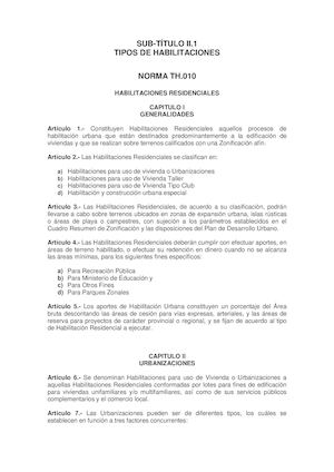 Norma Th 010 Habilitaciones Residenciales