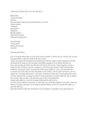 Instrucciones Para Hacer Una Noria De Agua