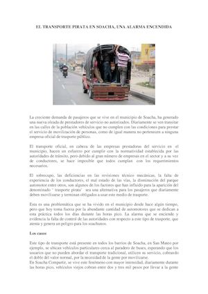 El Transporte Pirata En Soacha