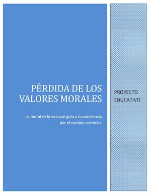 Pérdida De Los Valores Morales