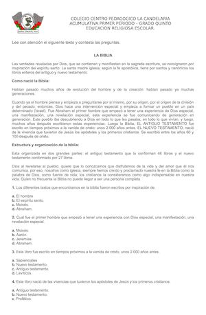 Acumulativa Religion Quinto