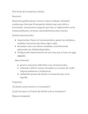 Plan Lector De Innovación Y Diseño