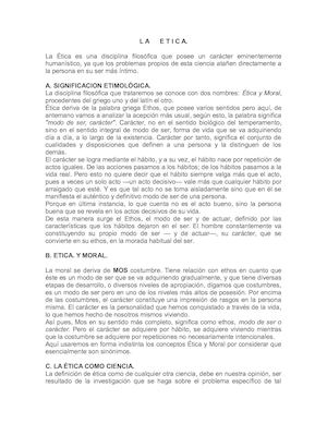 ÉTICA Y MORAL - GENERALIDADES