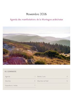 Agenda des fêtes et des animations - Novembre 2016 - Montagne Ardéchoise