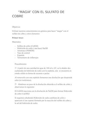Magia Con El Sulfato De Cobre