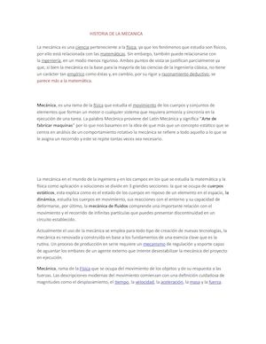 Historia De La Mecanica