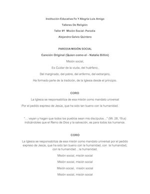 Taller #1 Parodia Mision Social Religión_ Aleja