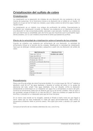 Cristalización Sulfato De Cobre
