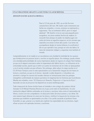 Historia De Vida Lectora Y Escritora