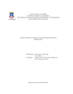 Mediacion Resolución De Conflictos