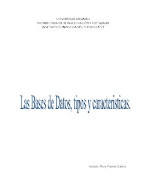 Ensayo De Bases De Datos Mary Francis