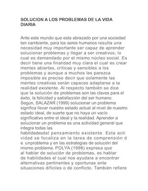 Solucion A Los Problemas De La Vida Diaria Revista