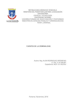 Fuentes De La Criminalidad