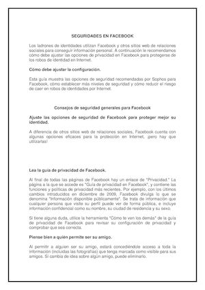 Seguridades De Facebookj