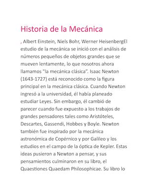 Historia De La Mecánica