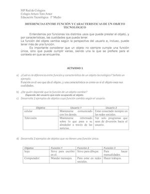 U 3 Función Y Caracteristicas De Un Objeto Tecnológico I° Medio (1) (3)