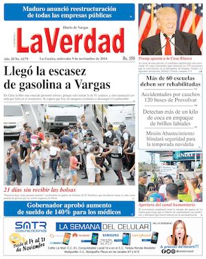 La Guaira, miércoles 9 de noviembre de 2016 Año 20 No. 6179