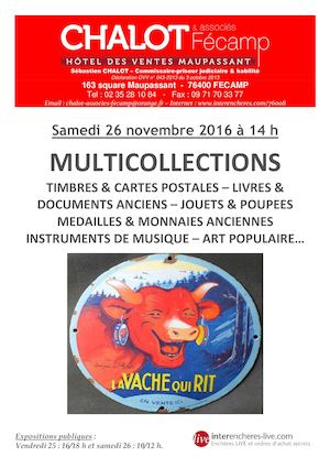VENTE AUX ENCHERES MULTICOLLECTIONS DU SAMEDI 26 NOVEMBRE 2016 A FECAMP - CHALOT & ASSOCIES - MAISON DE VENTES AUX ENCHERES
