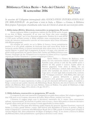 I Tesori della Biblioteca Berio di Genova (16 settembre 2016)