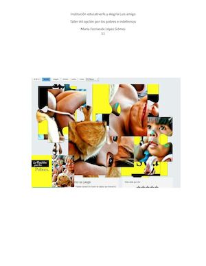 Taller #4 tercer periodo-Opción Por Los Pobres E Indefensos