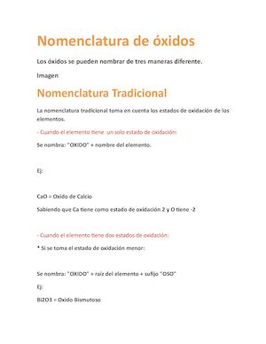 Nomenclatura De óXidos