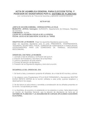 Eleccion De Dignatarios Vereda Estrella Vieja