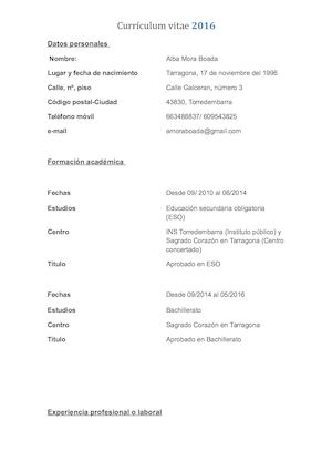 Currículum Alba Mora