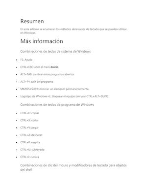 Resumen De Los Metodos Abreviados
