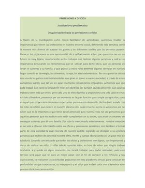 Profesiones Y Oficios Justificación