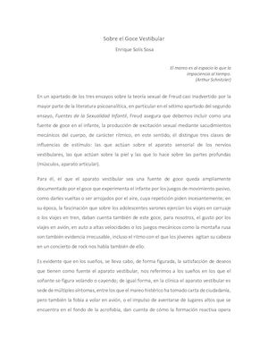 Sobre El Goce Vestibular