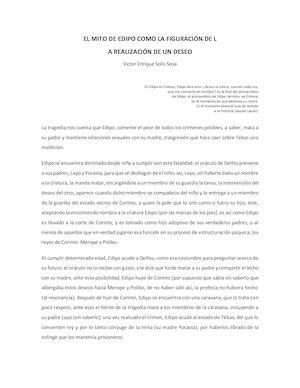 El Mito De Edipo Como La Figuración De La Realización De Un Deseo