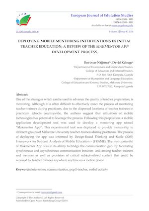 DEPLOYING MOBILE MENTORING INTERVENTIONS IN INITIAL TEACHER EDUCATION: A REVIEW OF THE MAKMENTOR APP DEVELOPMENT PROCESS