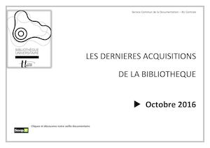 Les dernières acquisitions de la Buc Centrale Octobre 2016e2016