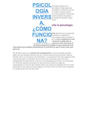 La Psicologia Inversa