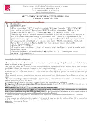 Matériel informatique, mobilier de bureau 21-11-2016 ? 11H00