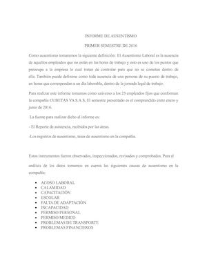 Informe De Ausentismo