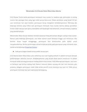 Menentukan Ciri2 Ovulasi Dalam Masa Subur Wanita