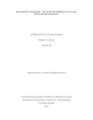 Diagnostico Solidario La Pobreza En Zipaquirá