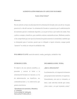 Alimentación Forzada En Adultos Mayores