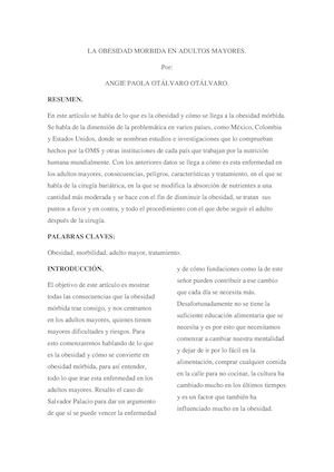 La Obesidad Morbida En Adultos Mayores