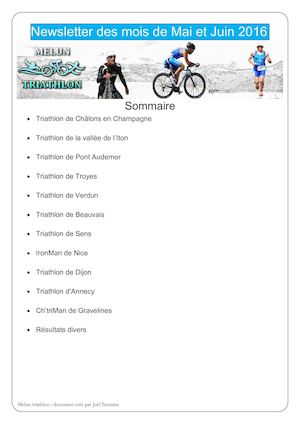Newsletter Du Mois Mai Juin 2016