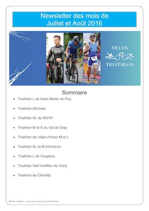 Newsletter Du Mois Juillet Aout 2016