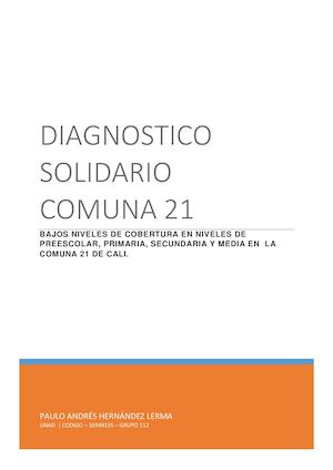 Diagnóstico Solidario Comuna 21 Cali