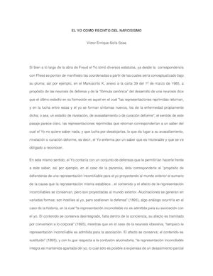 El Yo Como Recinto Del Narcisismo