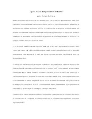 Algunos Medios De Figuración En Los Sueños