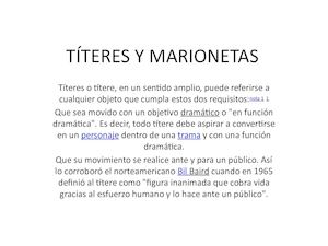 Títeres Y Marionetas