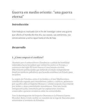 Guerra En Medio Oriente: "Una guerra eterna"