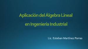 Aplicación Del ÁLgebra Lineal En Ingeniería Industrial